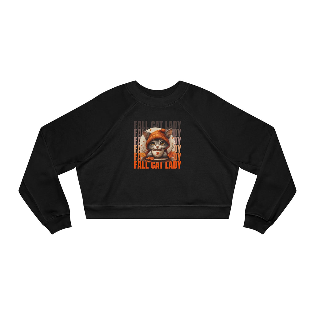 Fall Cat Lady Cropped Pullover | Cozy Women's Sweatshirt
