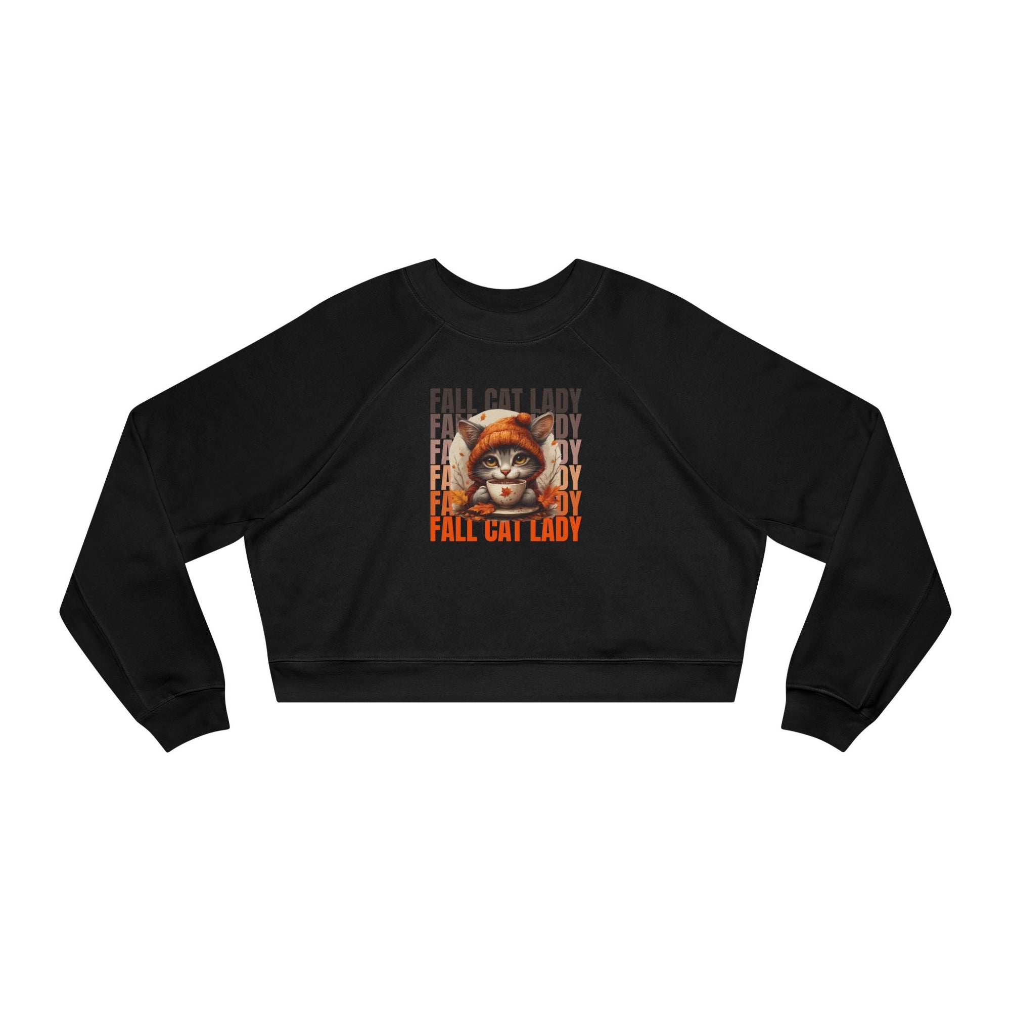 Fall Cat Lady Cropped Pullover | Cozy Women's Sweatshirt
