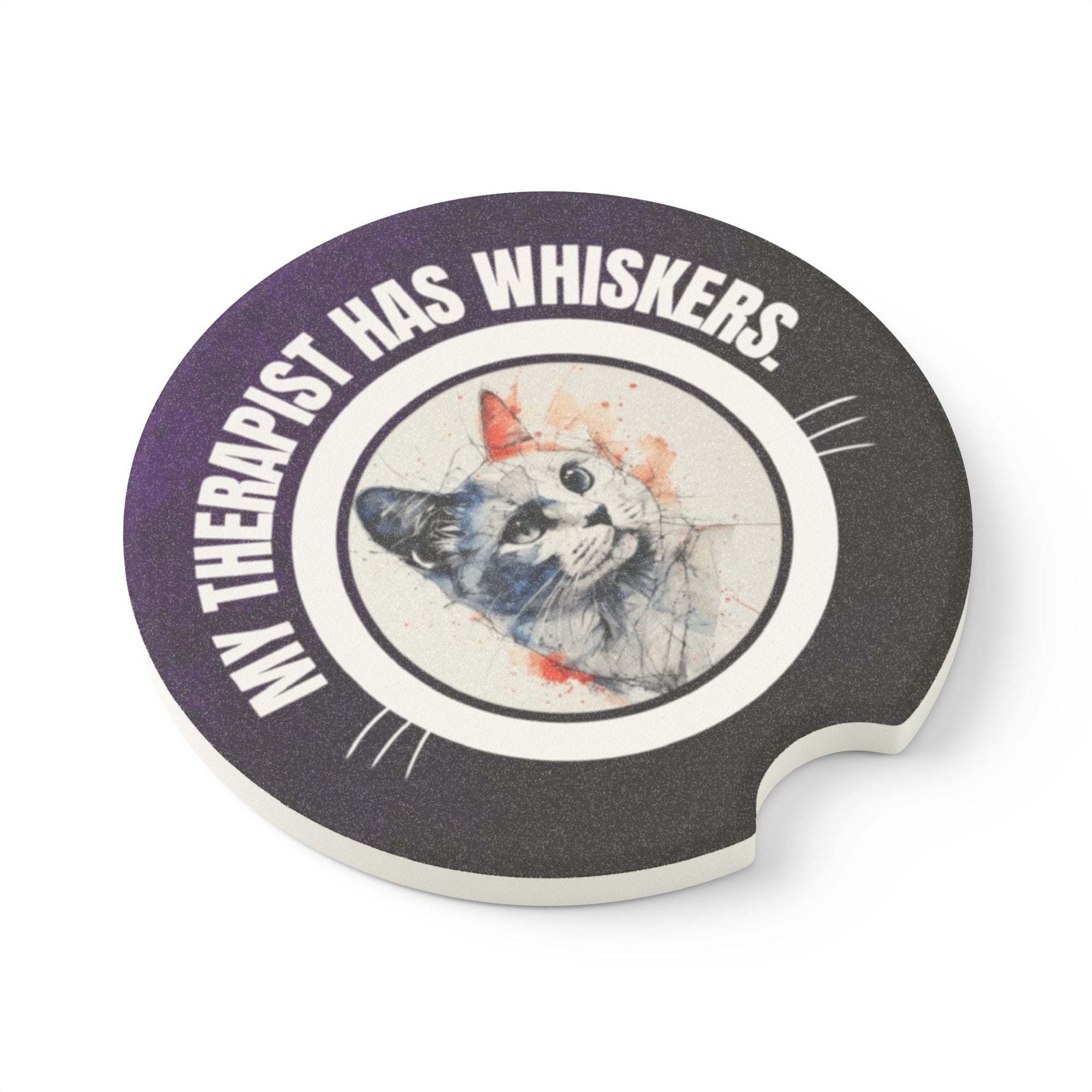 Whimsical Cat Therapy Soapstone Car Coaster