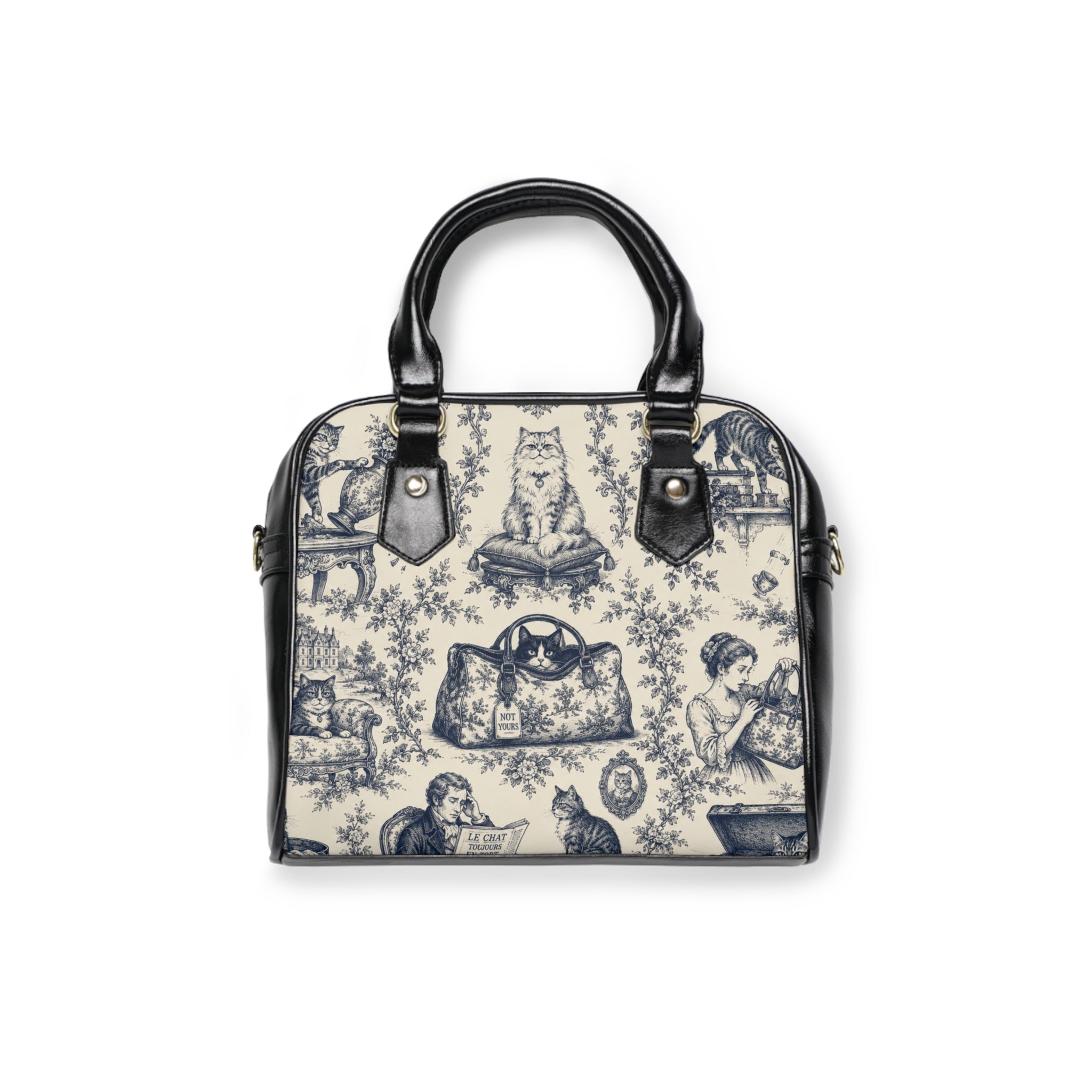 Not Yours Cat Toile Shoulder Handbag