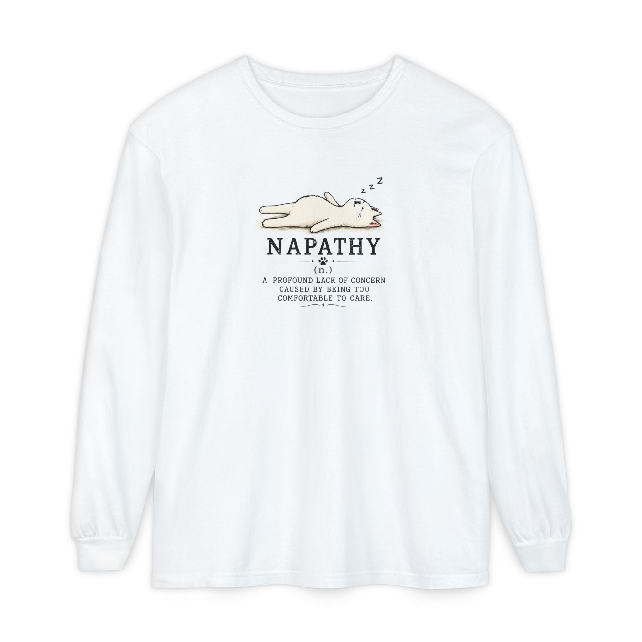 Napathy Cat Long Sleeve Shirt | Funny Sleepy Cat Graphic Tee