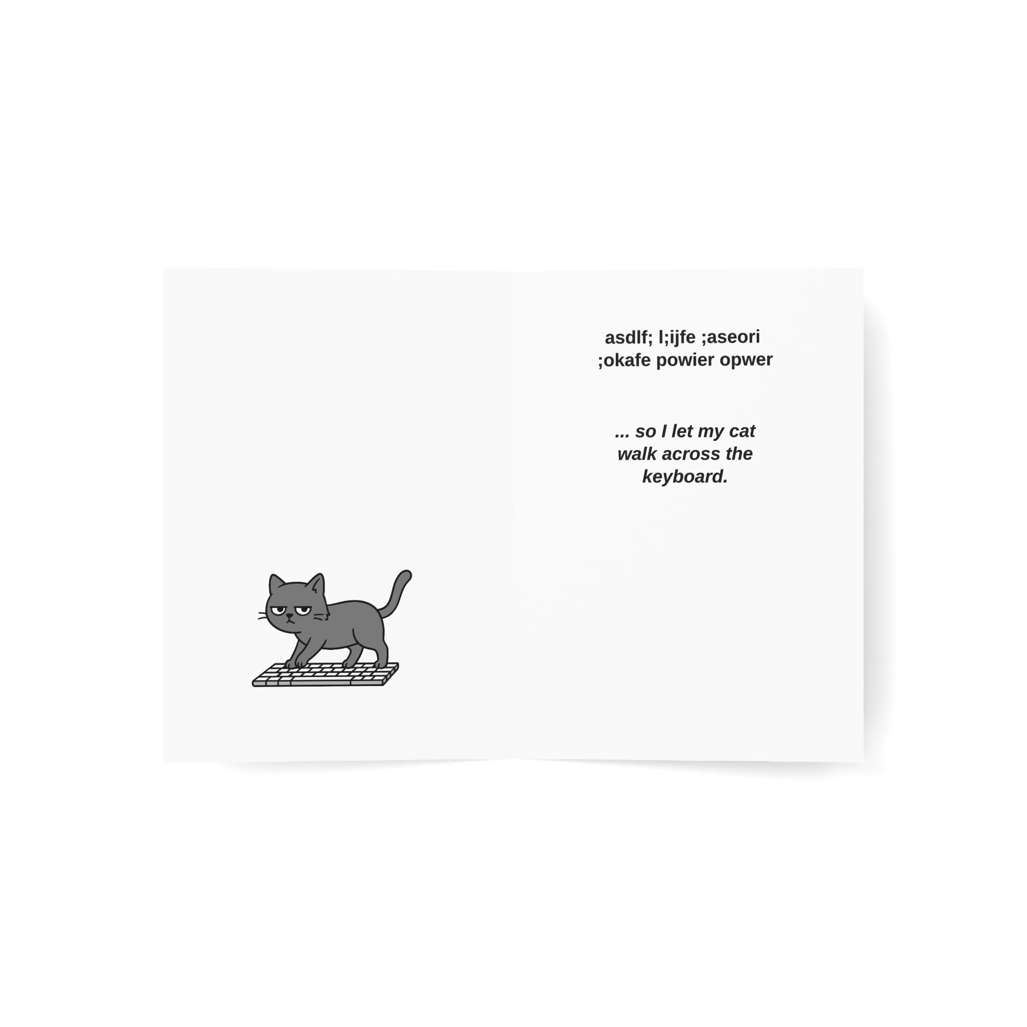 Funny Cat Keyboard Greeting Card – “I Didn’t Know What to Write…” – 10, 30, 50 pc. sets