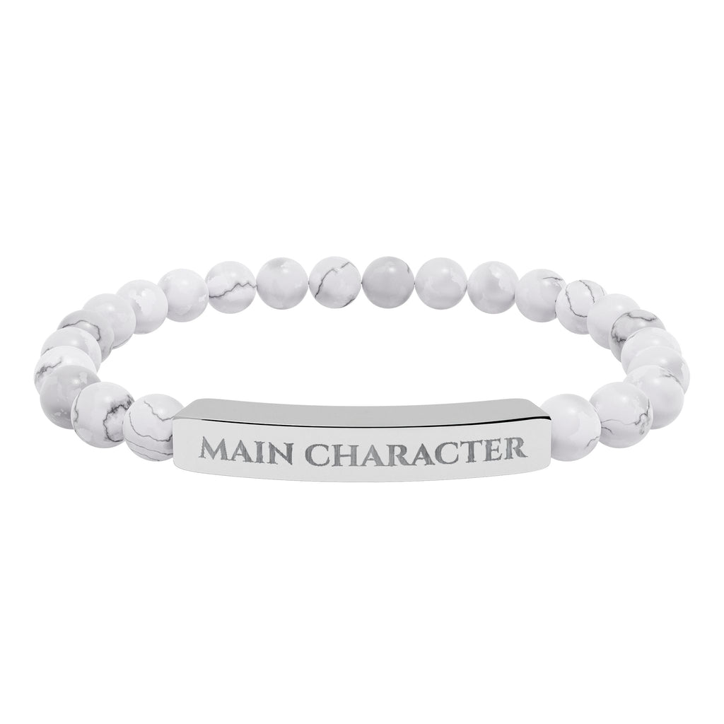 Main Character Natural Stone Engraved Bar Bracelet