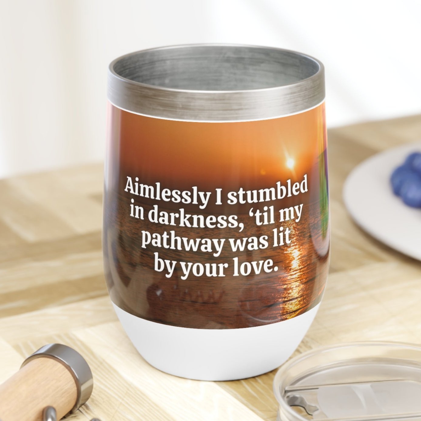 Photo depicting the ​Aimlessly Chill Wine Tumbler from EpiAl's Shop.