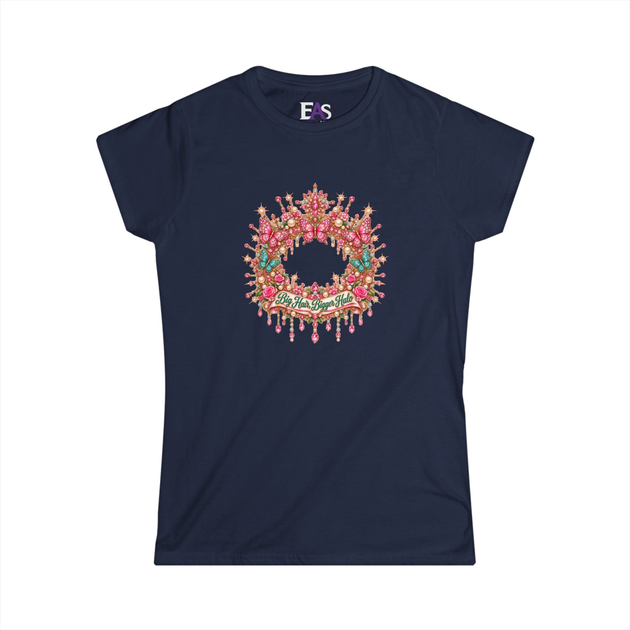 Big Hair, Bigger Halo Women’s T-Shirt | Country Glam Butterfly Tee | Heaven-Inspired Rhinestone Shirt