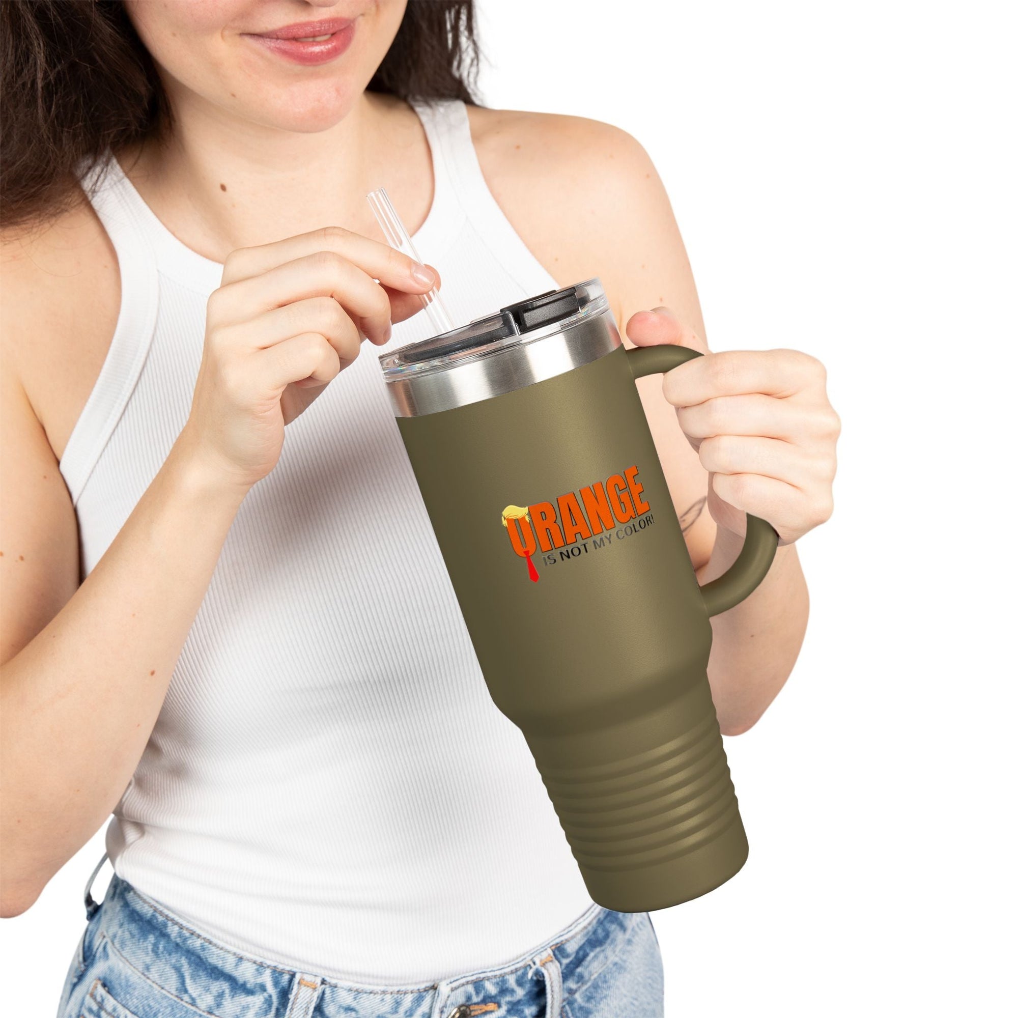 Orange Is Not My Color Insulated Travel Mug – 40oz Personal Drink Companion Printify