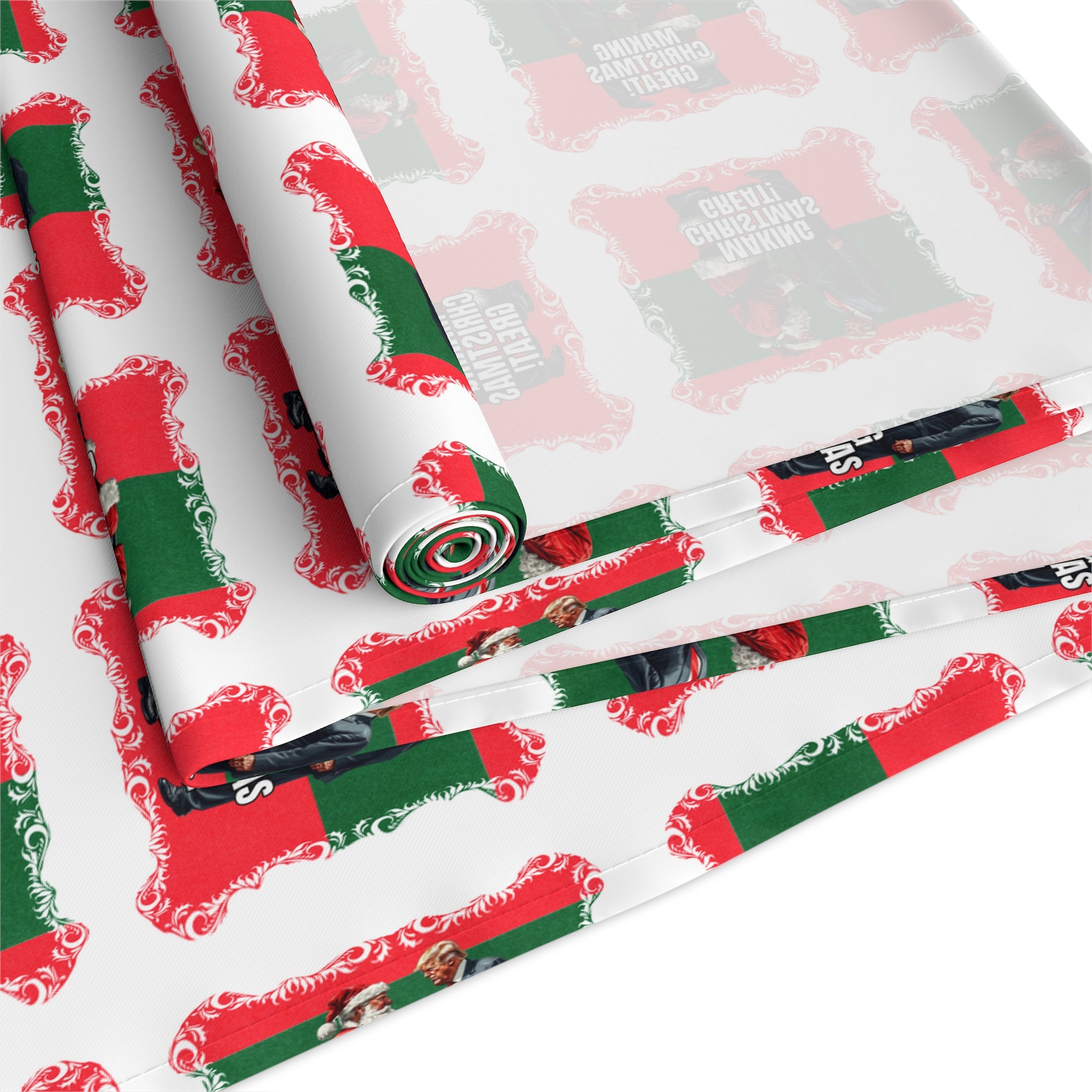 Festive Santa Trump Table Runner for Holidays | Christmas Table Decor