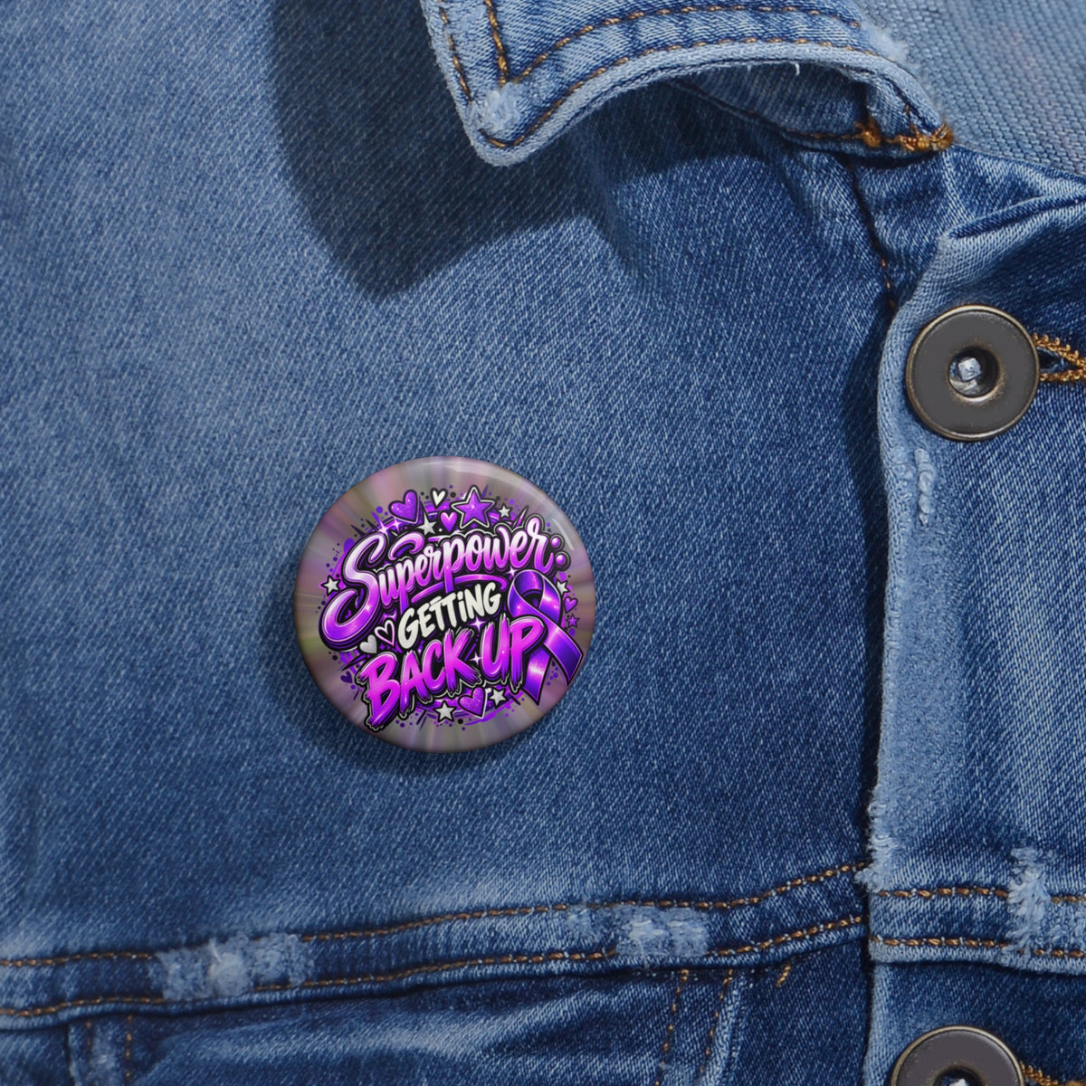 Superpower: Getting Back Up Epilepsy Awareness Pin Button