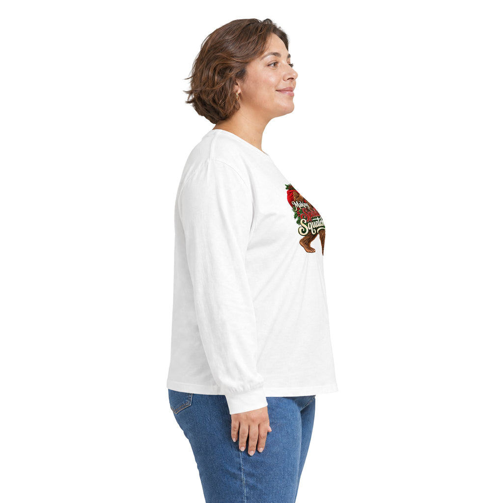 Making Spirits Squatchy Bigfoot Christmas Long Sleeve T-Shirt | Santa Sasquatch Holiday Tee