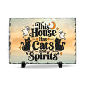 This House Has Cats and Spirits Slate Desk Plaque | Halloween Cat Decor