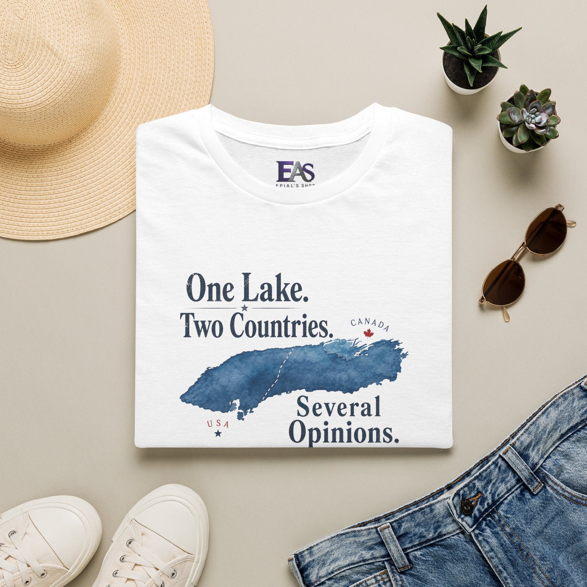 One Lake. Two Countries. Several Opinions. Lake Ontario Humor T-Shirt