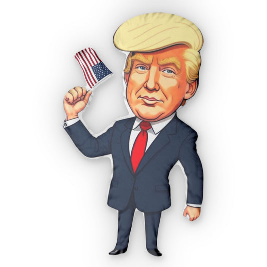 Trump Caricature Novelty Pillow with U.S. Flag