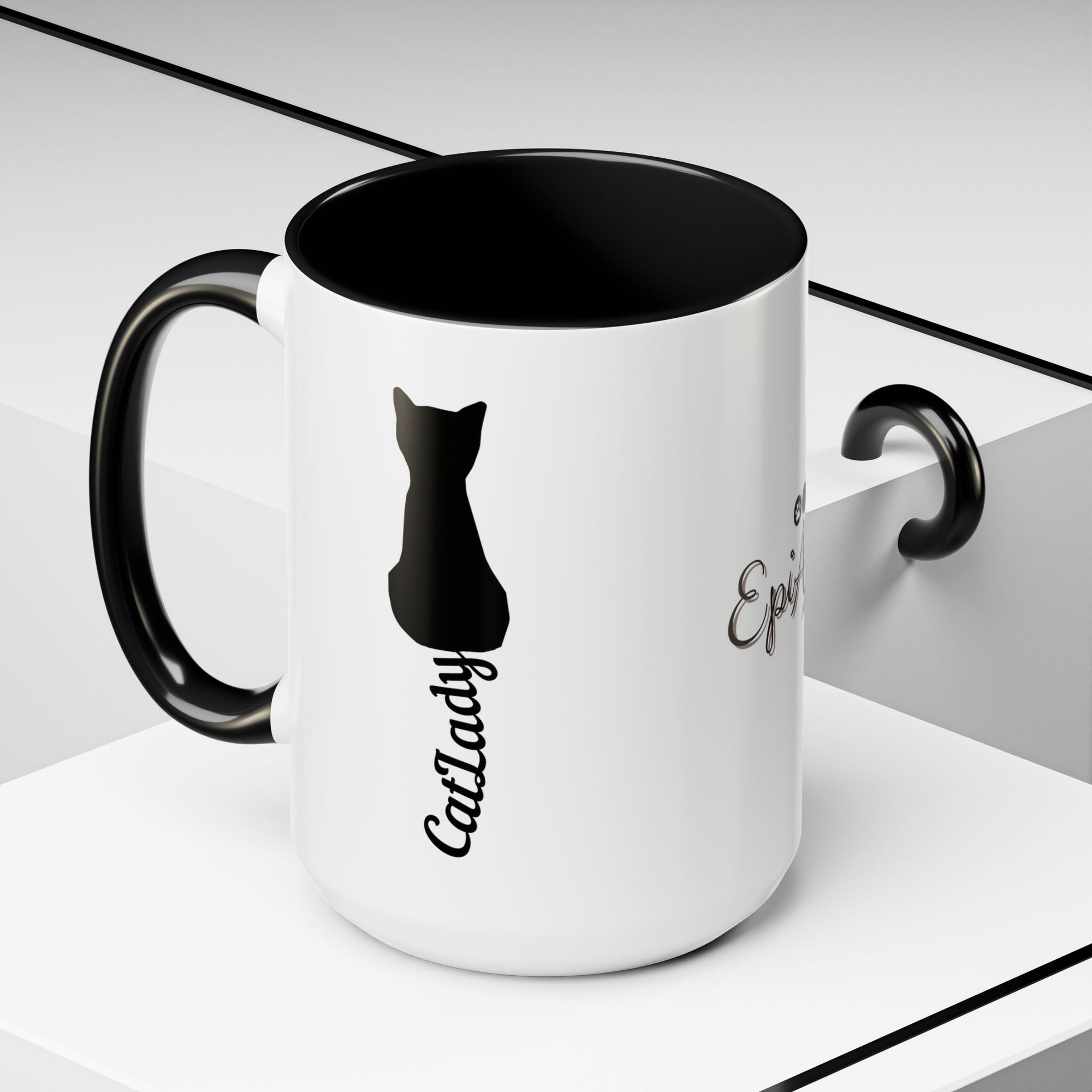 Cursive Tail Cat Lady Coffee Mug, Gift for Cat Lovers
