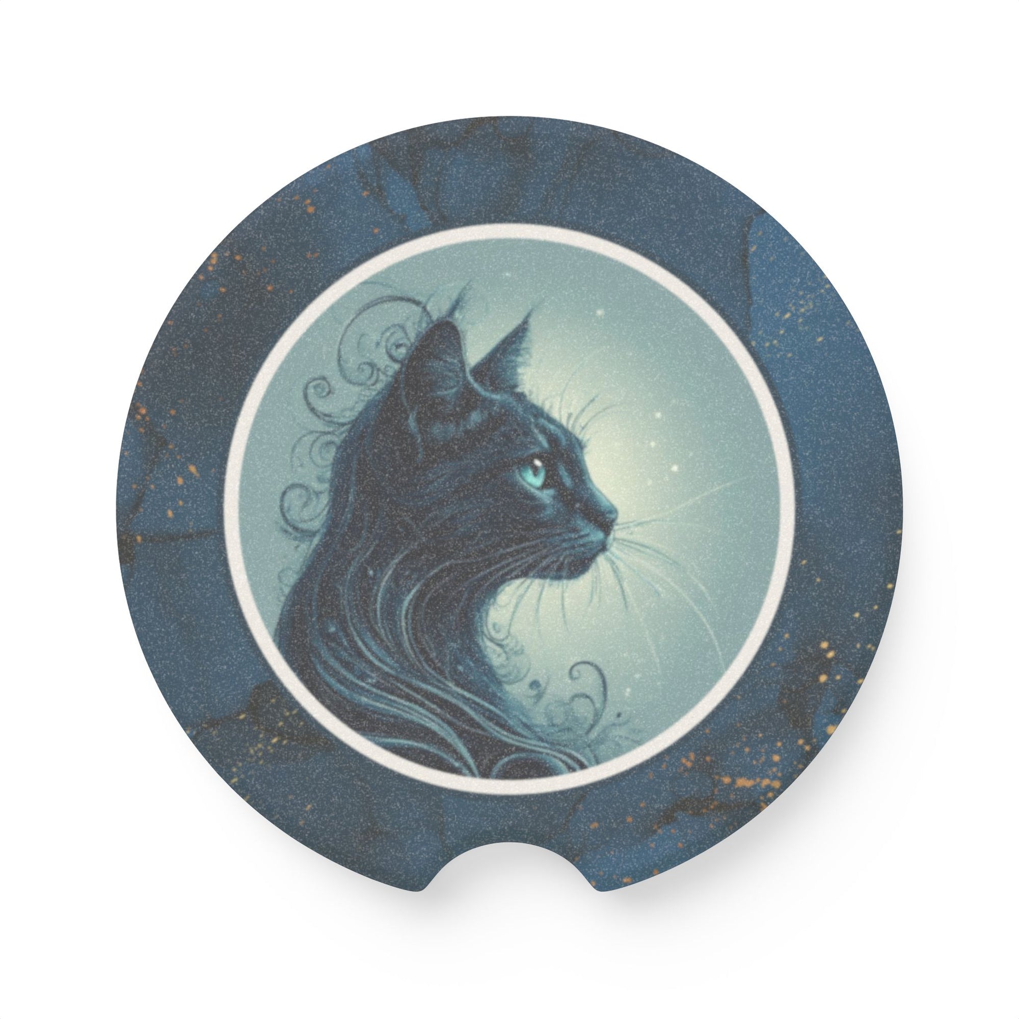 Elegant Blue Eyed Cat Soapstone Car Coaster