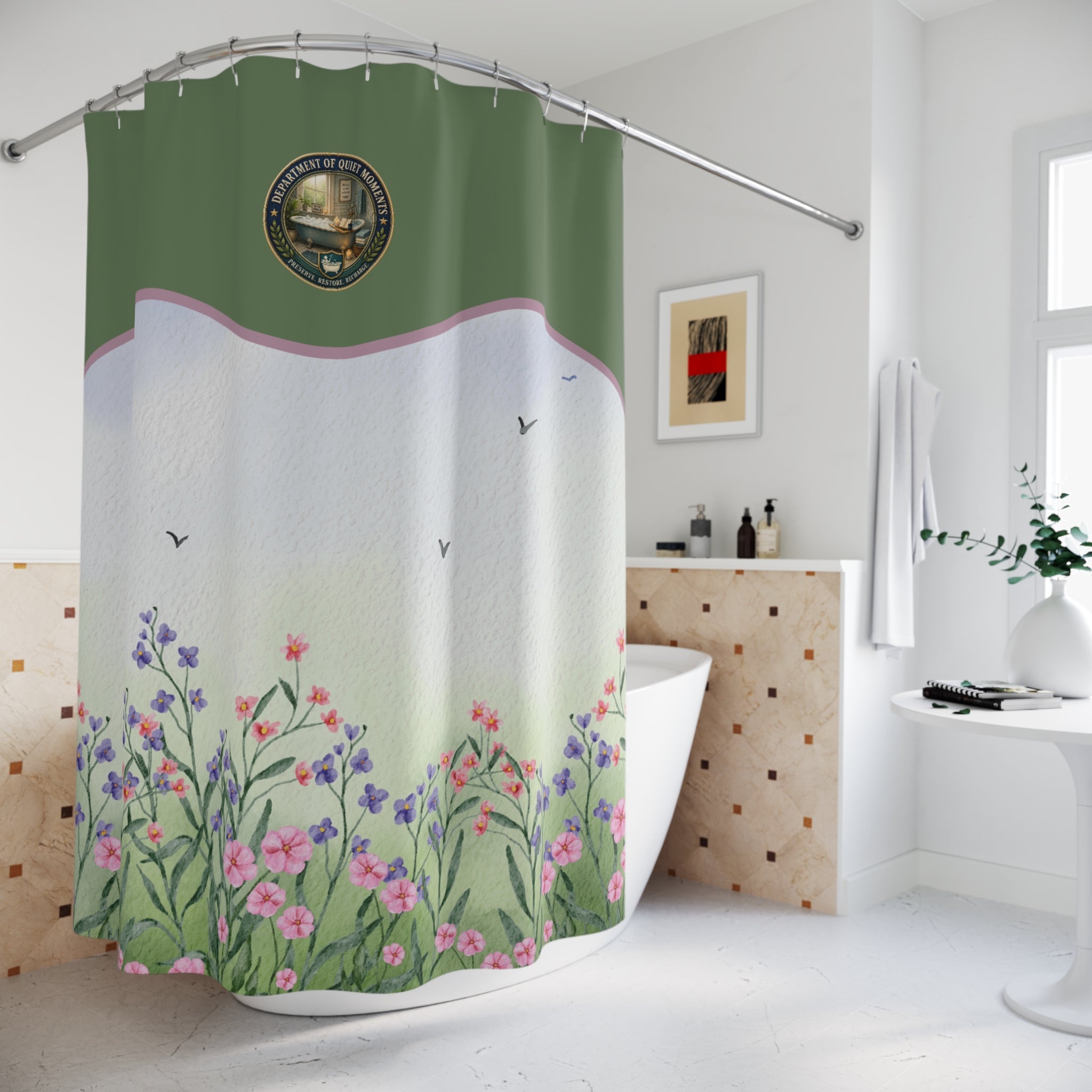 Department of Quiet Moments Botanical Shower Curtain