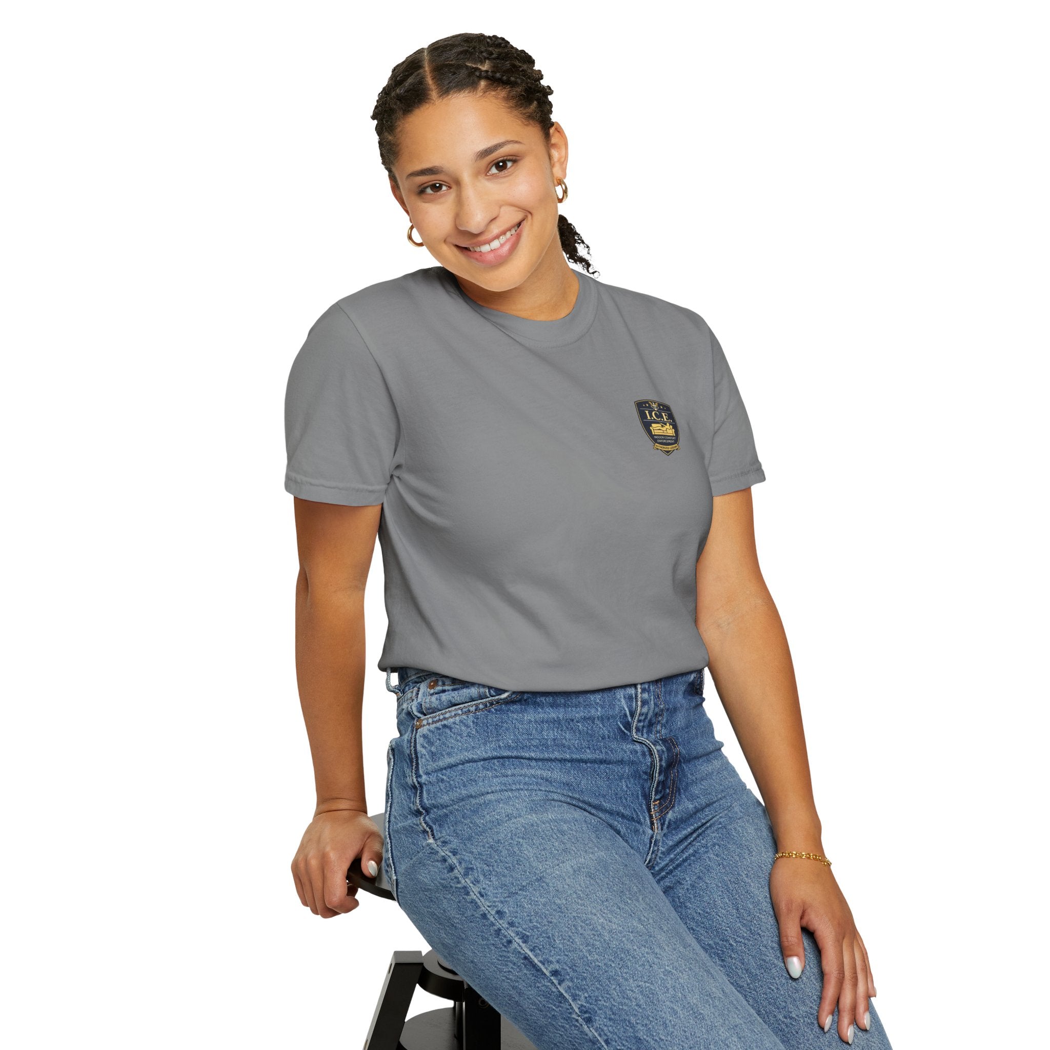 I.C.E. Badge T-Shirt | Institute of Cozy Excellence Parody Tee