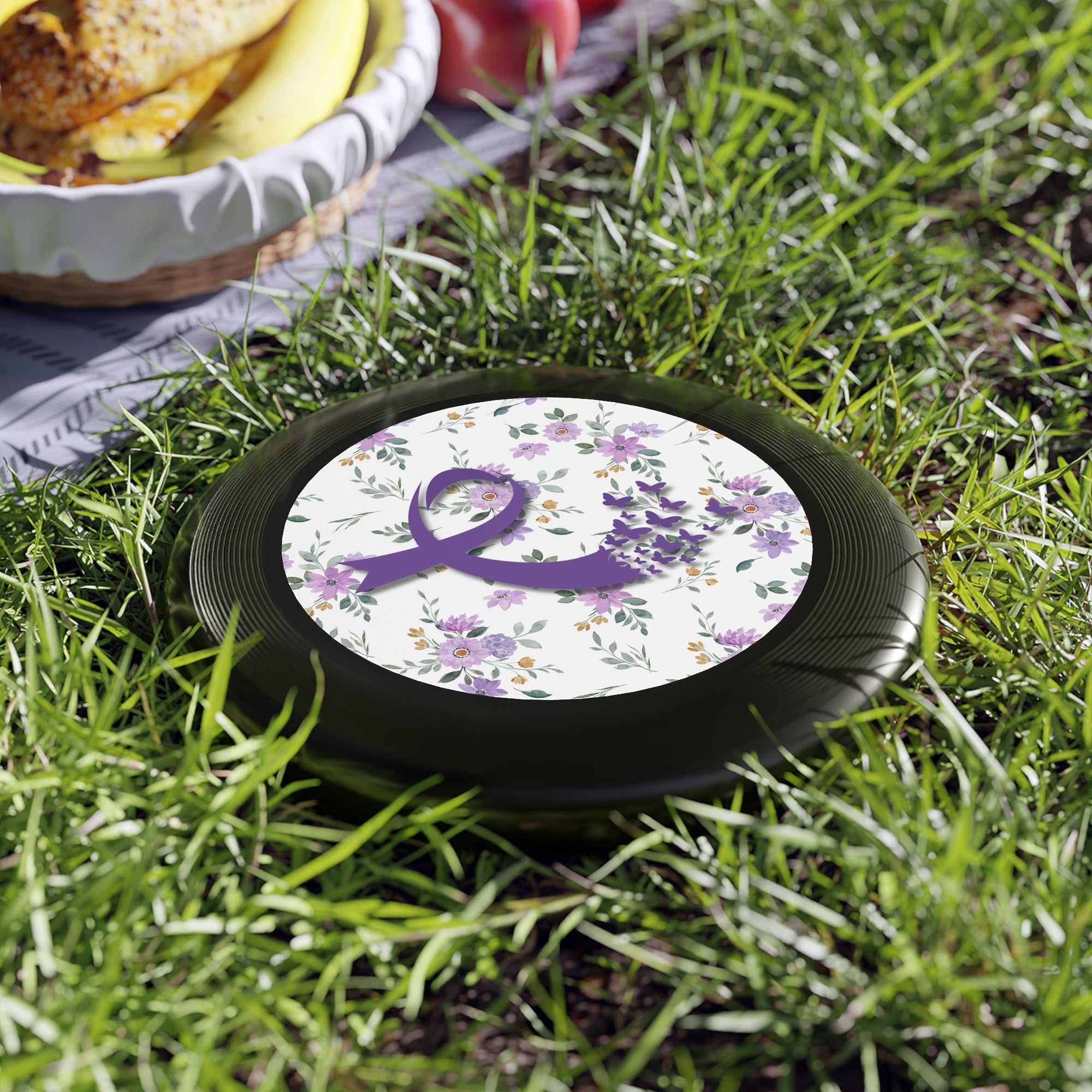 Purple Floral Ribbon Wham-O Frisbee | Outdoor Fun & Awareness