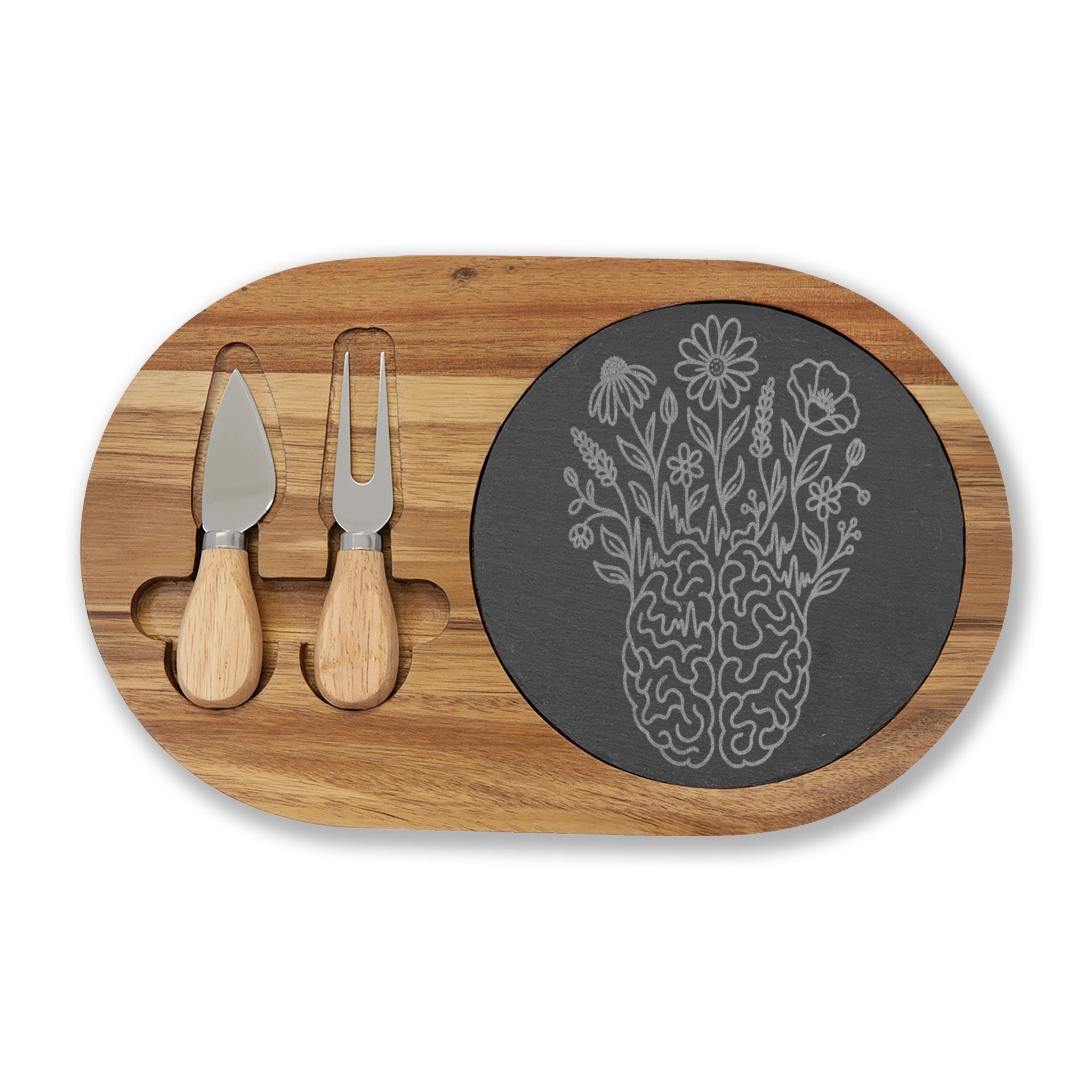 Electric Wildflower Epilepsy Awareness Acacia and Slate Charcuterie Board