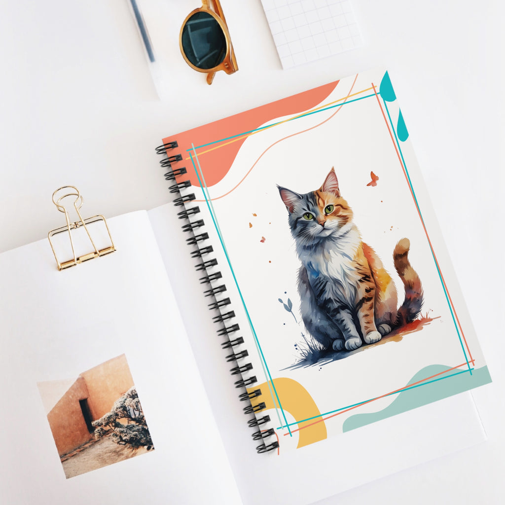 Watercolor Cat Spiral Notebook for Students or Cat Lovers