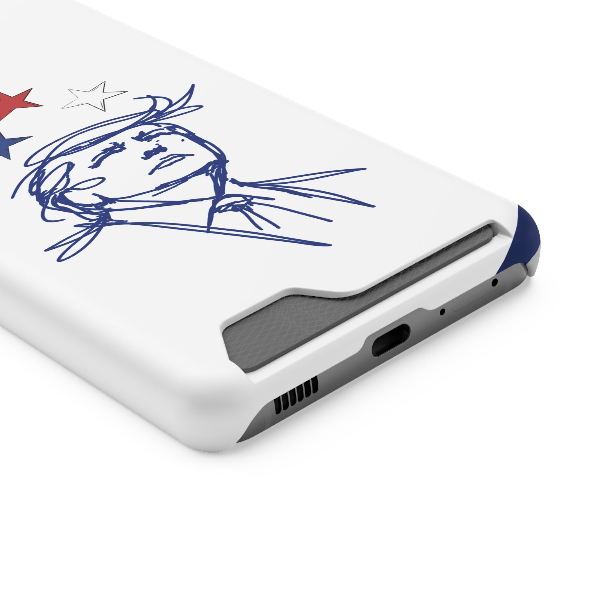 Swoop Guy iPhone Case – Minimal Line Portrait Patriotic Design, Slim Protective Case with Card Slot