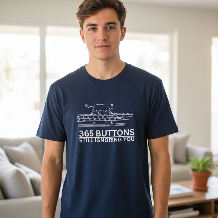 365 Buttons Still Ignoring You – Cat Keyboard T-Shirt