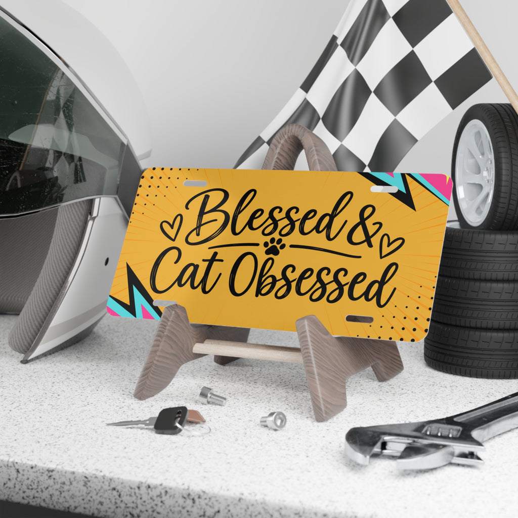 Blessed & Cat Obsessed Vanity License Plate