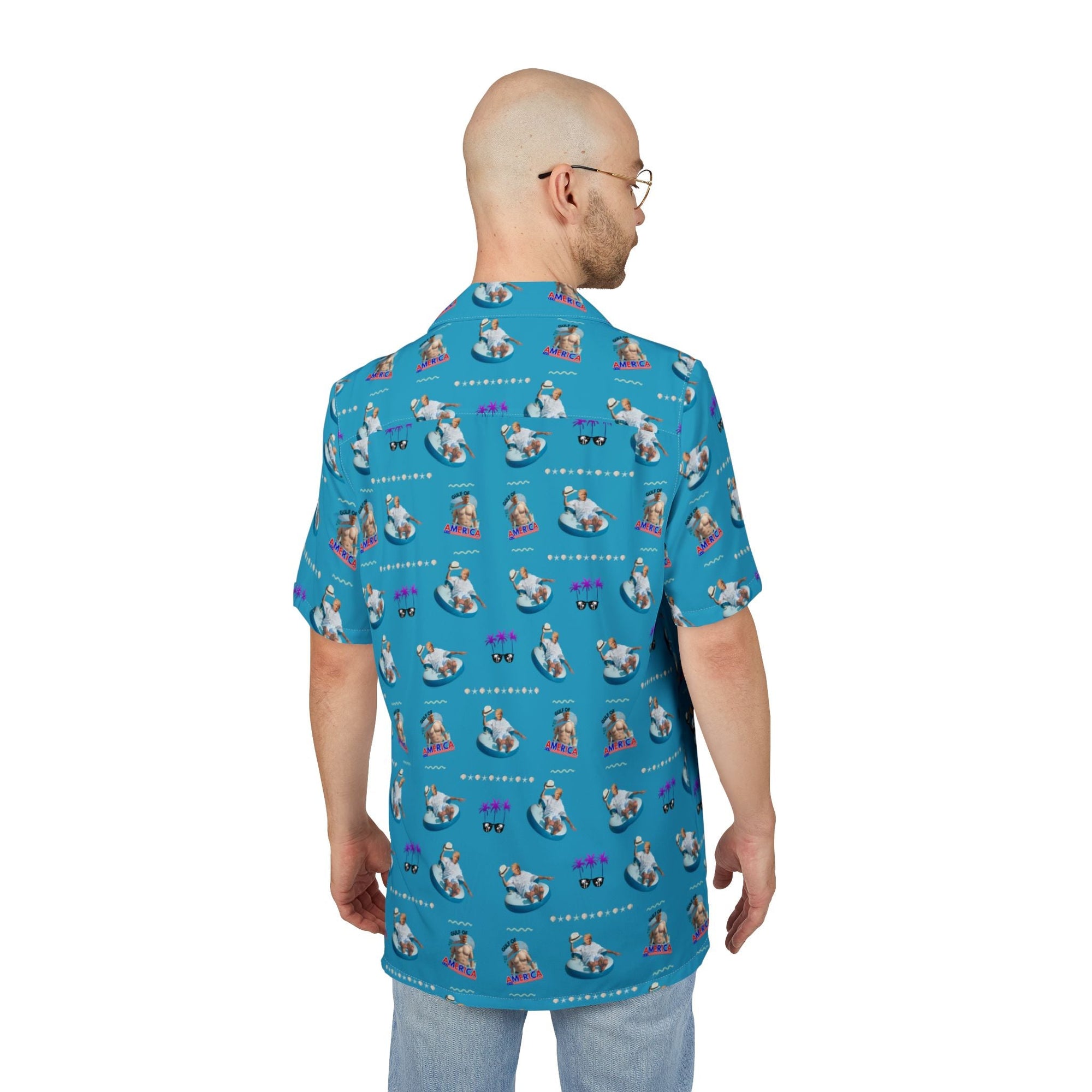 Unisex Hawaiian Button-Down Shirt - Trump Gulf of America Design Printify