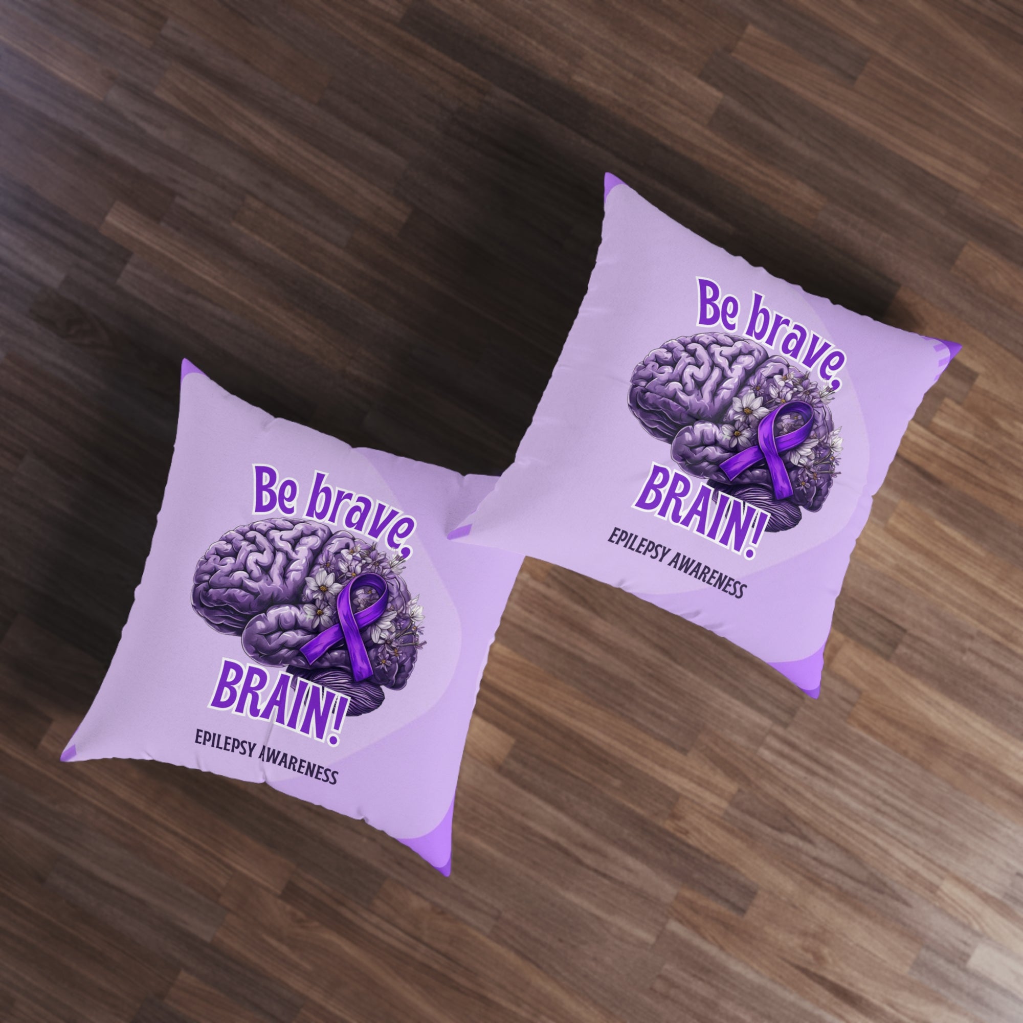 Be Brave Epilepsy Awareness Tufted Floor Pillow, Square