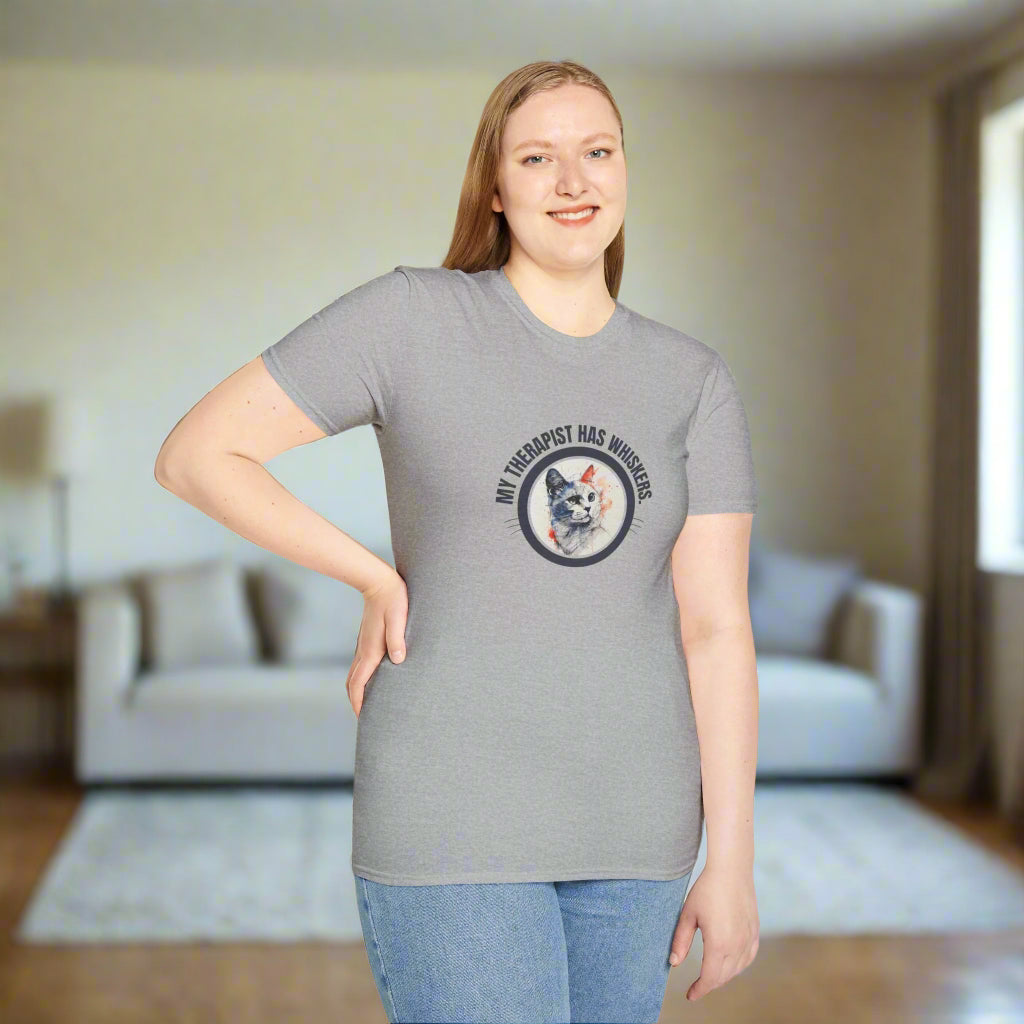 Whimsical Cat Therapy T-Shirt | Cute Pet Lover Tee
