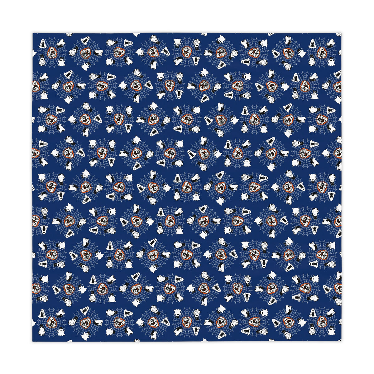 Ghost Cat Spiderweb Halloween Tablecloth | Navy Spooky Cat Table Decor