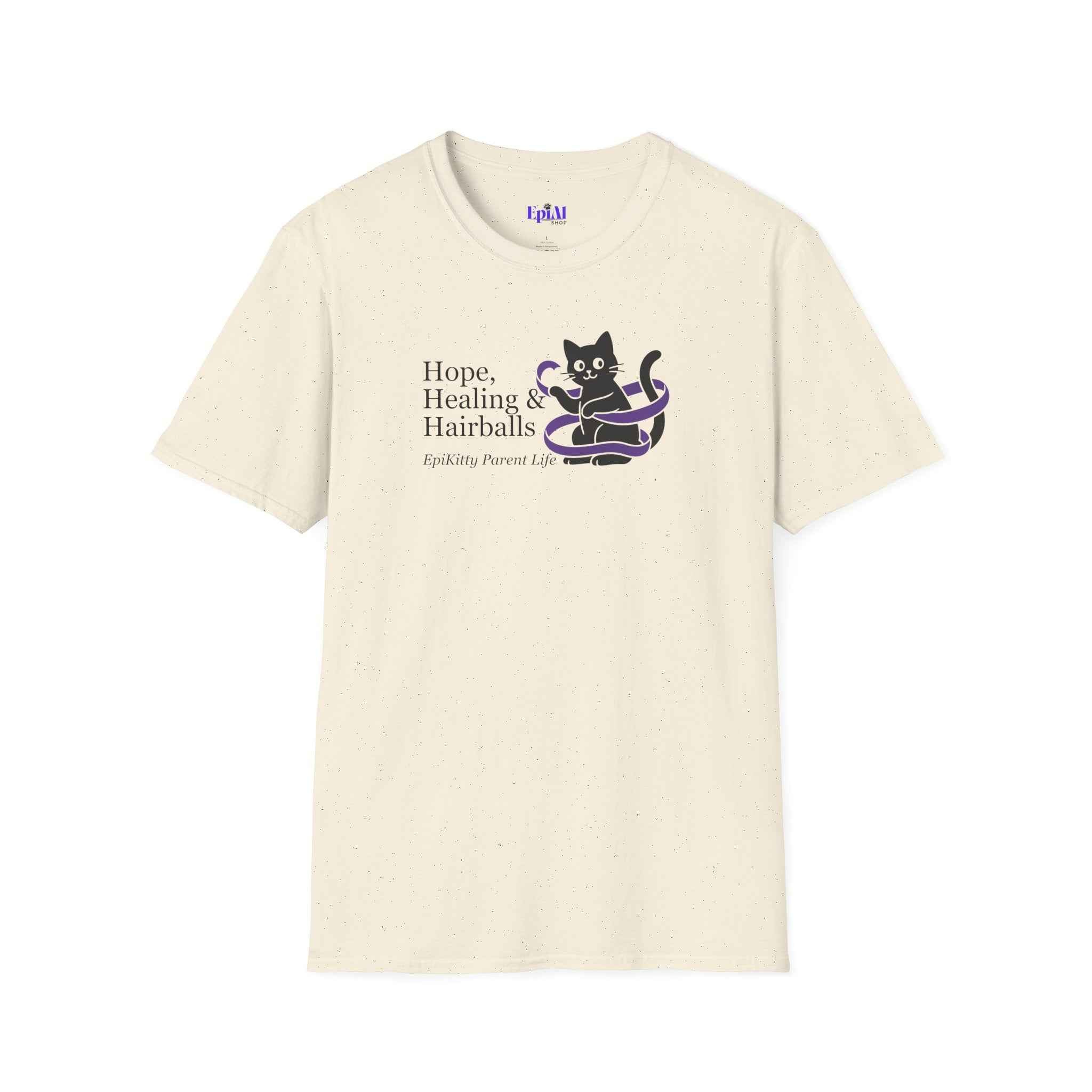 Hope, Healing & Hairballs Cat T-Shirt – Epikitty Parent Awareness Tee