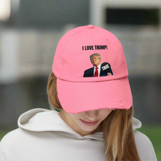 Trump True Sign Unisex Distressed Cap Printify