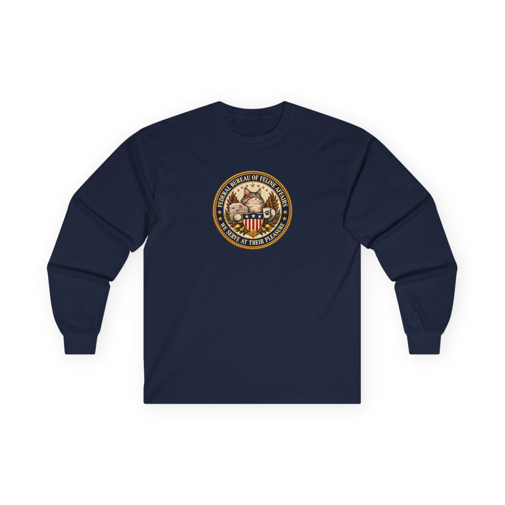 Federal Bureau of Feline Affairs Long Sleeve Shirt | Funny Cat Government Parody Tee