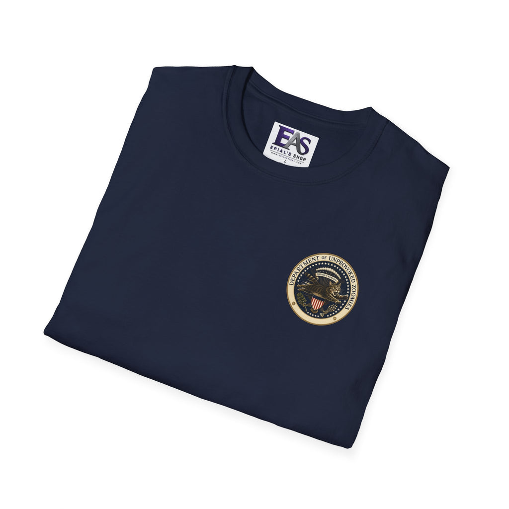 Department of Unprovoked Zoomies Cat T-Shirt | Faux Government Seal Tee