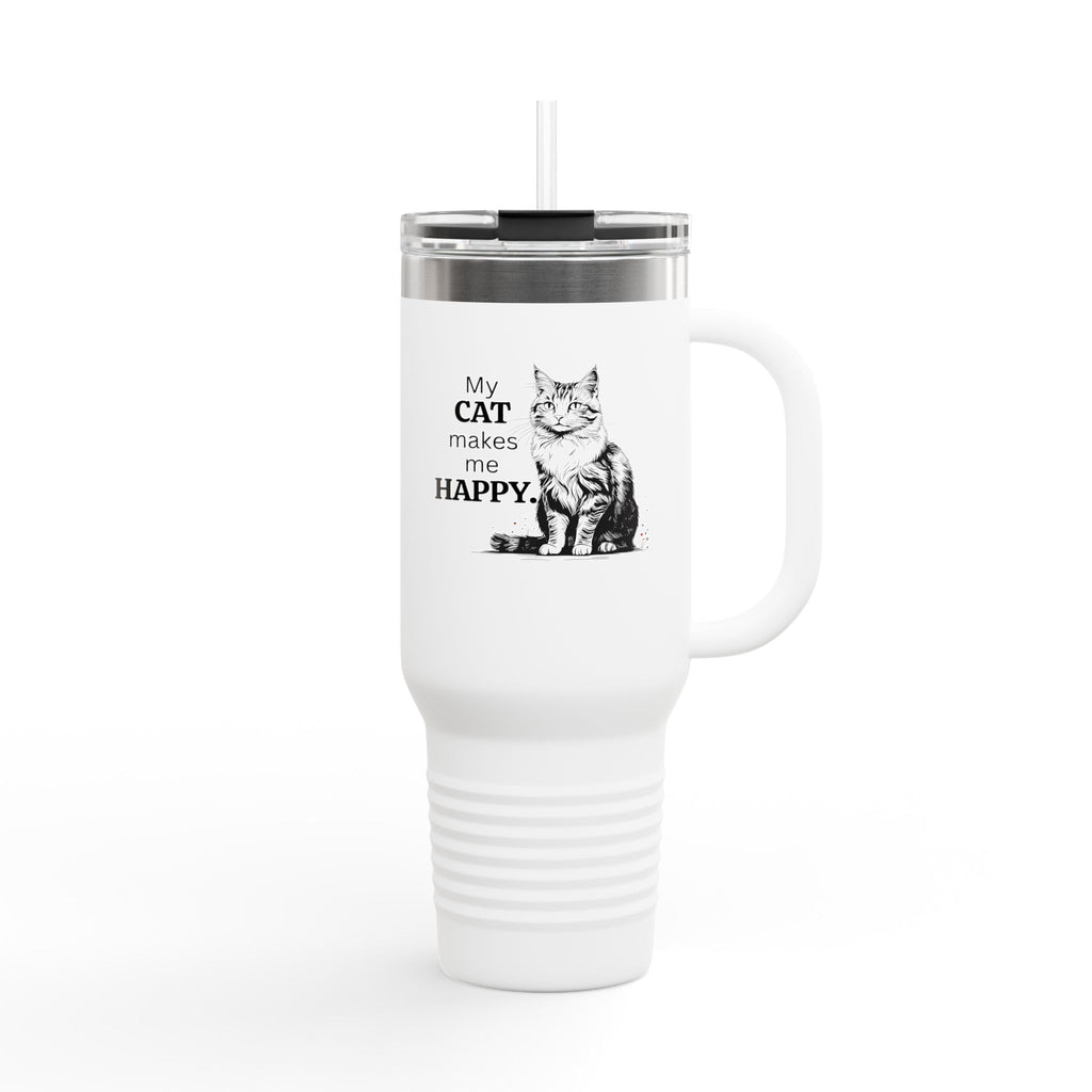 My Cat Makes Me Happy Insulated Travel Mug, 40oz