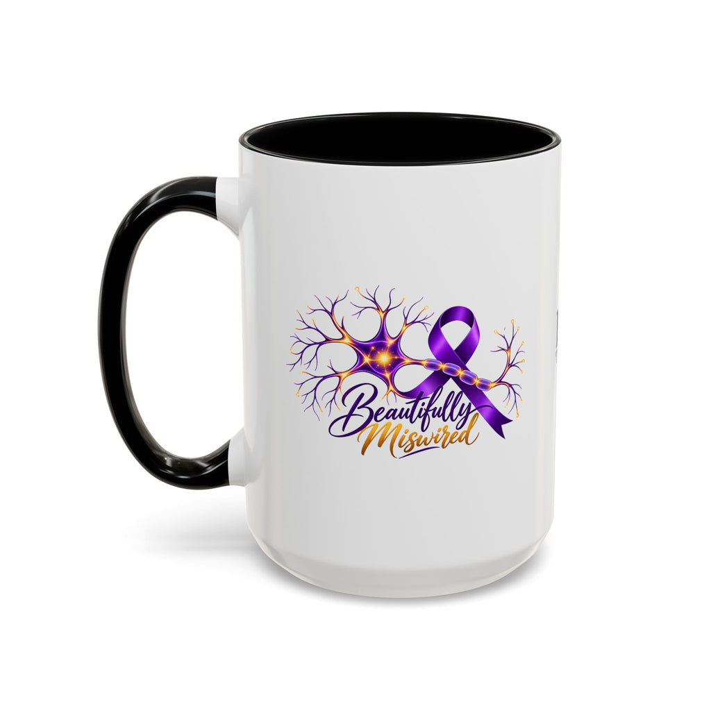 Beautifully Miswired Epilepsy Awareness Ceramic Mug | Purple Ribbon & Neuron Design (11/15oz)