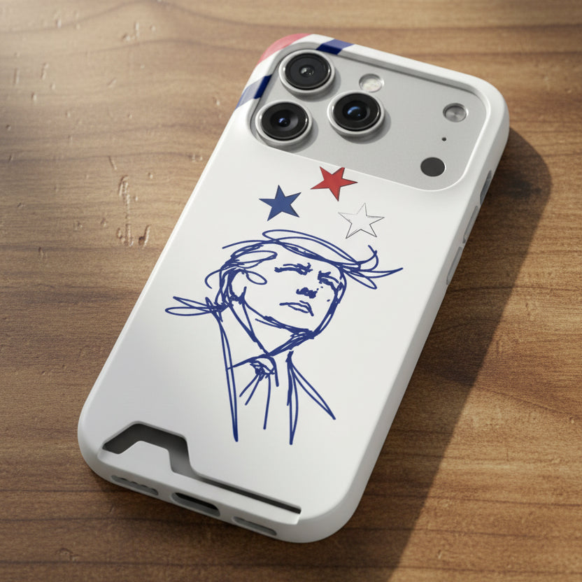 Swoop Guy Samsung Galaxy Case – Minimal Line Portrait Patriotic Design, Slim Protective Case with Card Slot