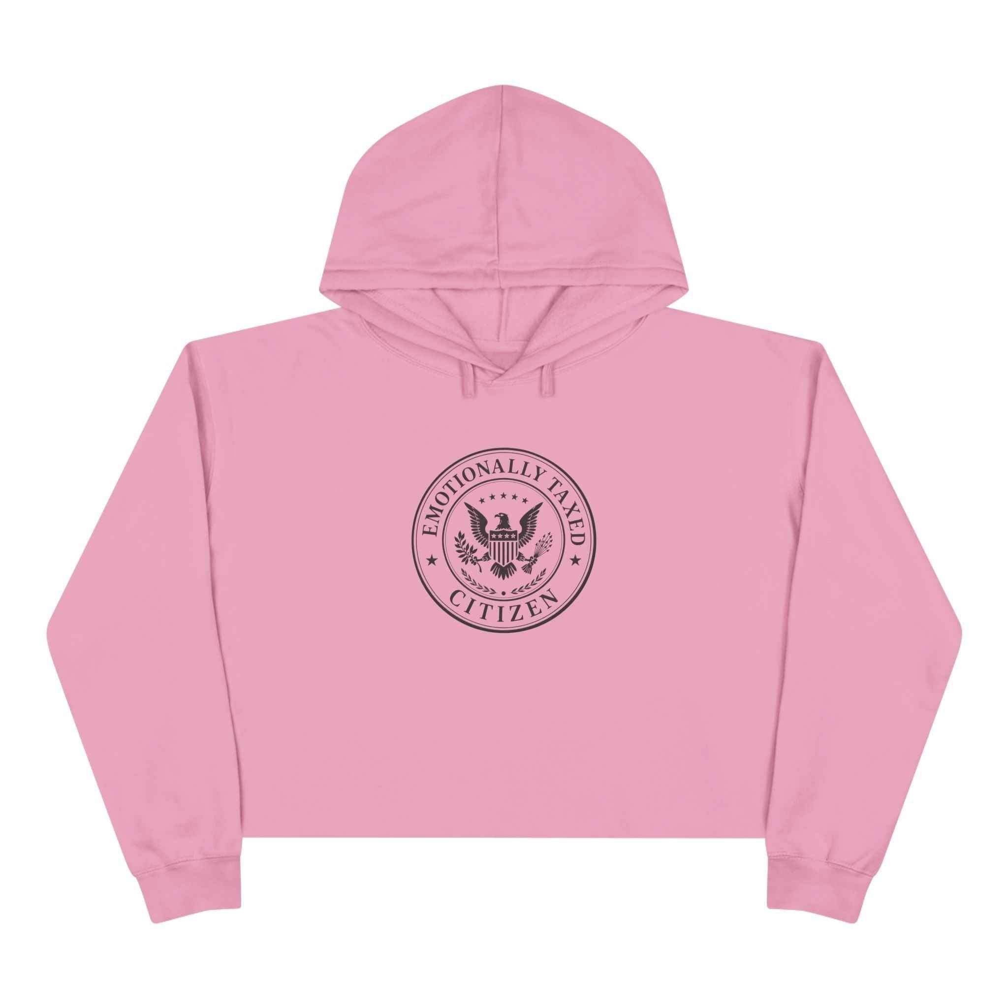 Emotionally Taxed Citizen Cropped Hoodie | Cozy Political Parody Fleece Hoodie