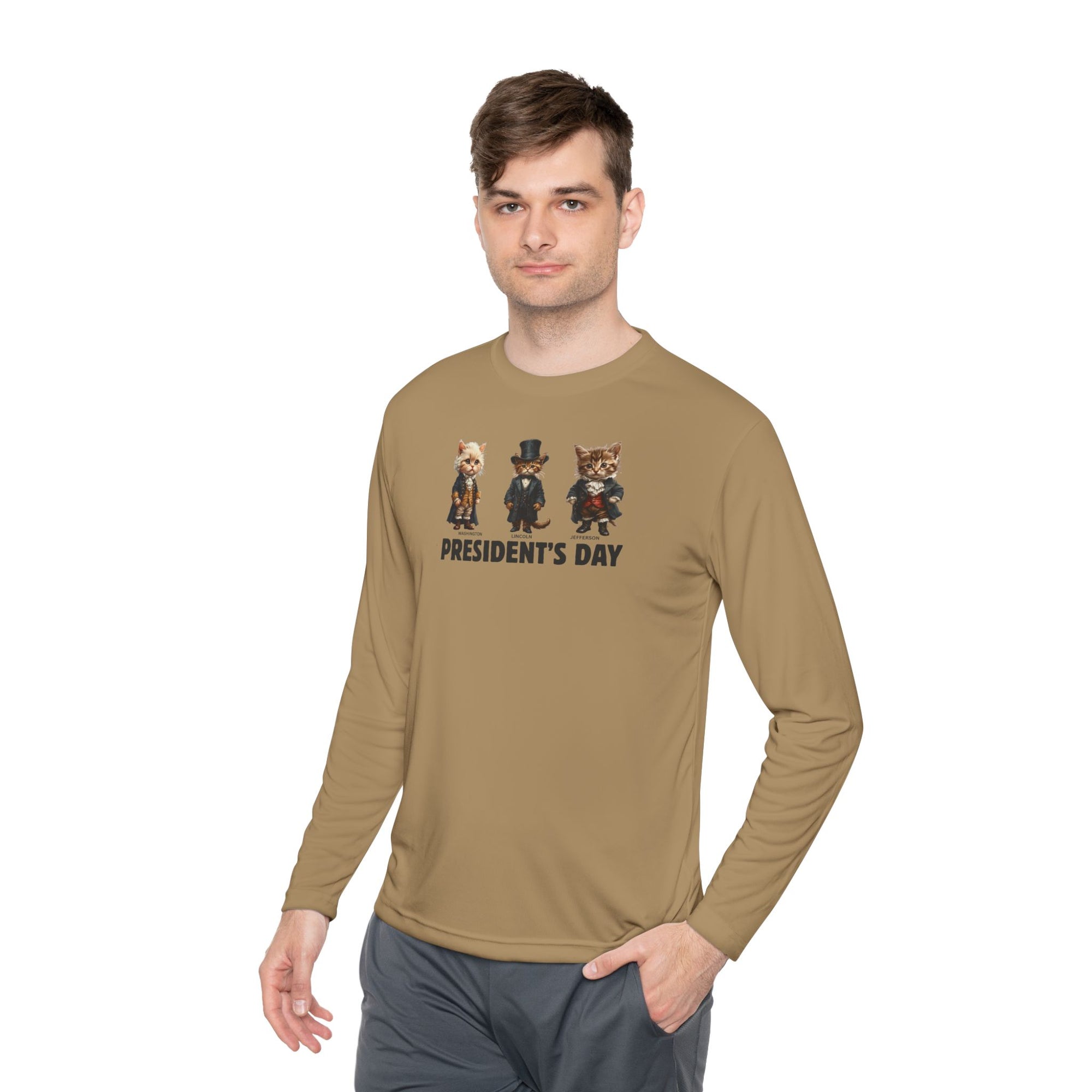 Presidents Day Kittens Unisex Lightweight Long Sleeve Tee