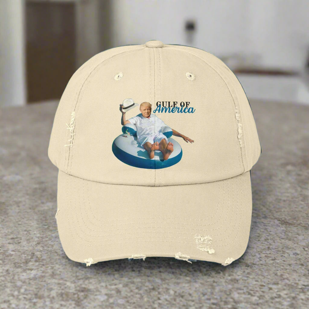 Trump Gulf of America Unisex Distressed Cap Printify