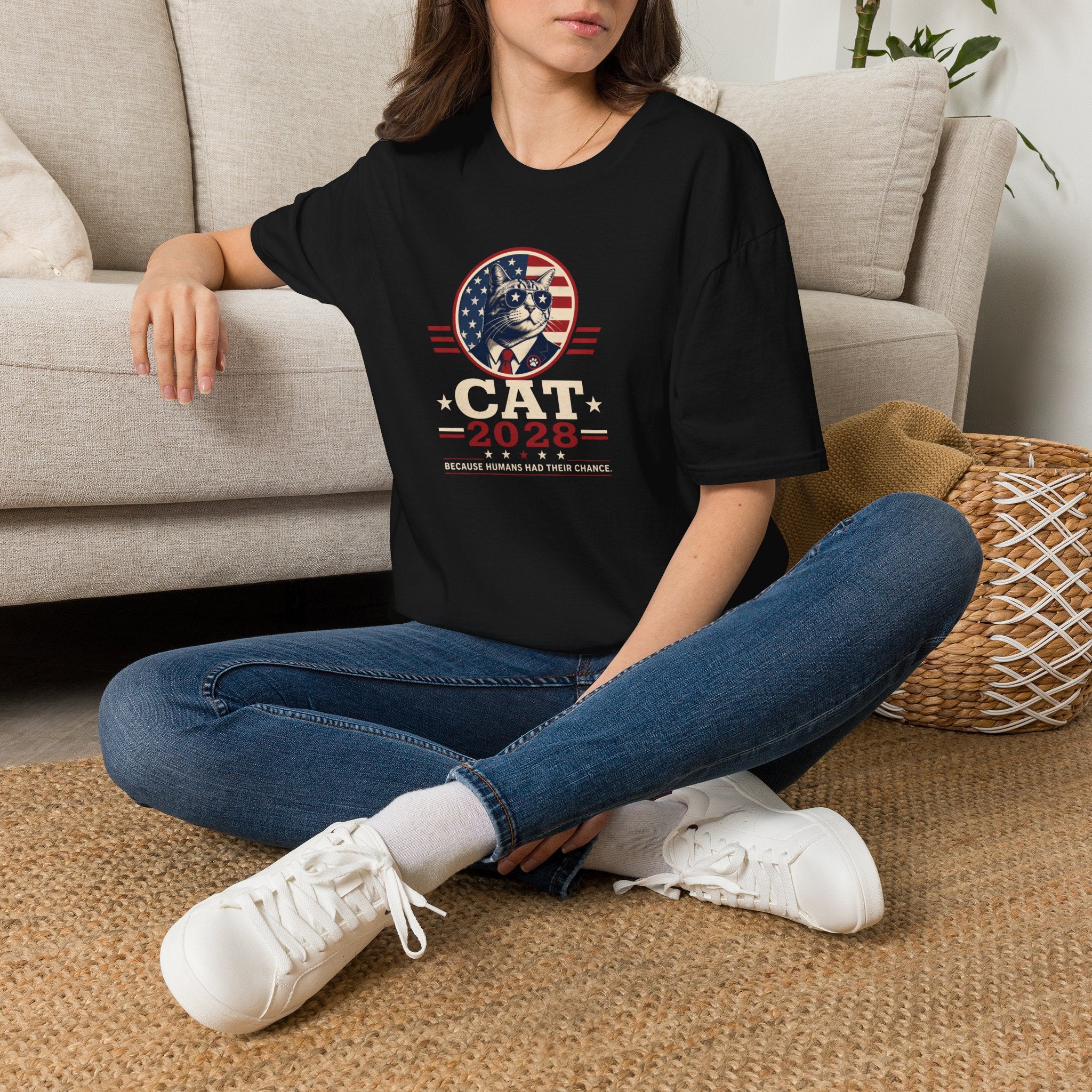 CAT 2028 T-Shirt | Because Humans Had Their Chance Funny Cat Campaign Tee
