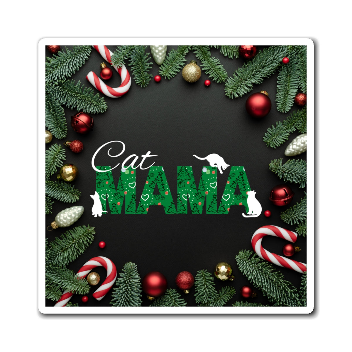 Photo depicting the ​Christmas Cat Mama Magnets from EpiAl's Shop.