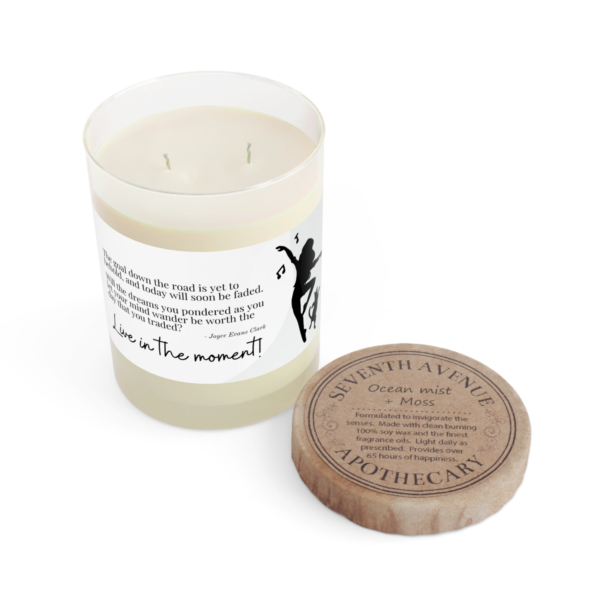 Photo depicting the ​Live in the Moment Scented Candle - Full Glass, 11oz from EpiAl's Shop.
