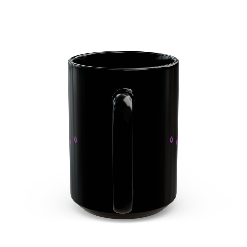 Colorful Stretching Cat Black Ceramic Mug | Whimsical Cat Lover Gift (11oz/15oz)