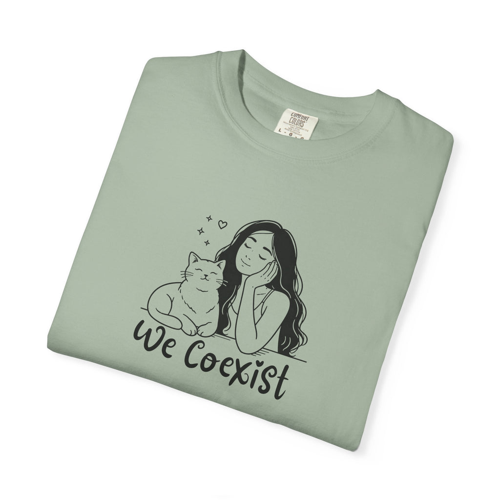 We Coexist T-Shirt – Minimalist Cat Lover Graphic Tee