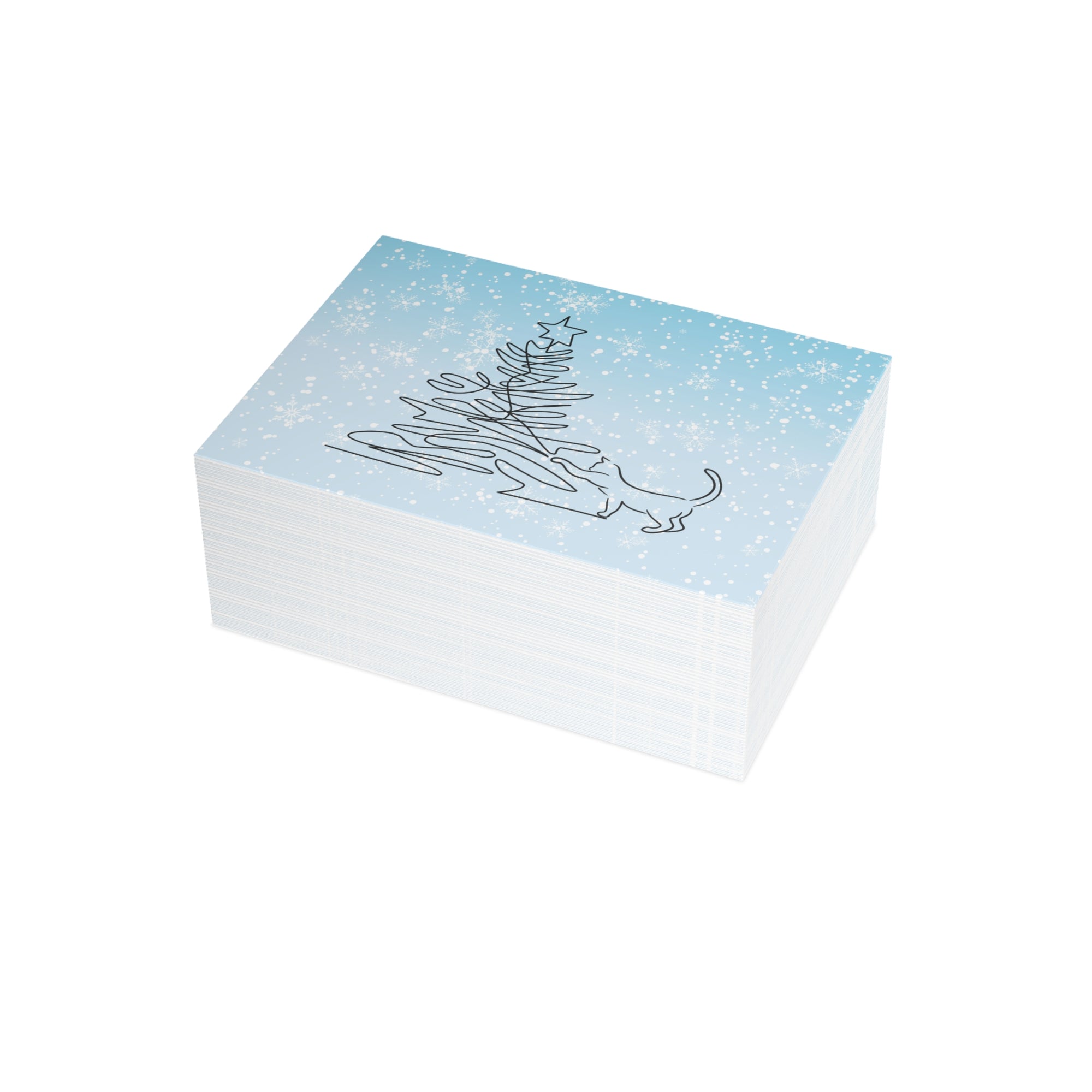 Kitty & Christmas Tree Postcard Bundles (envelopes included)