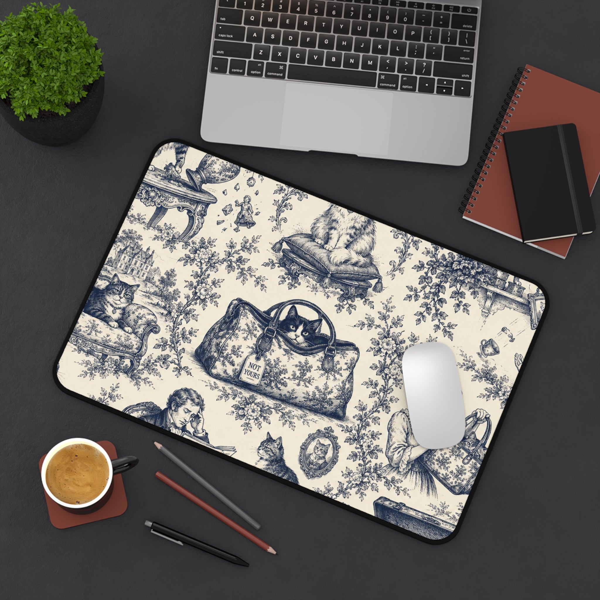 Not Yours Cat Toile Desk Mat