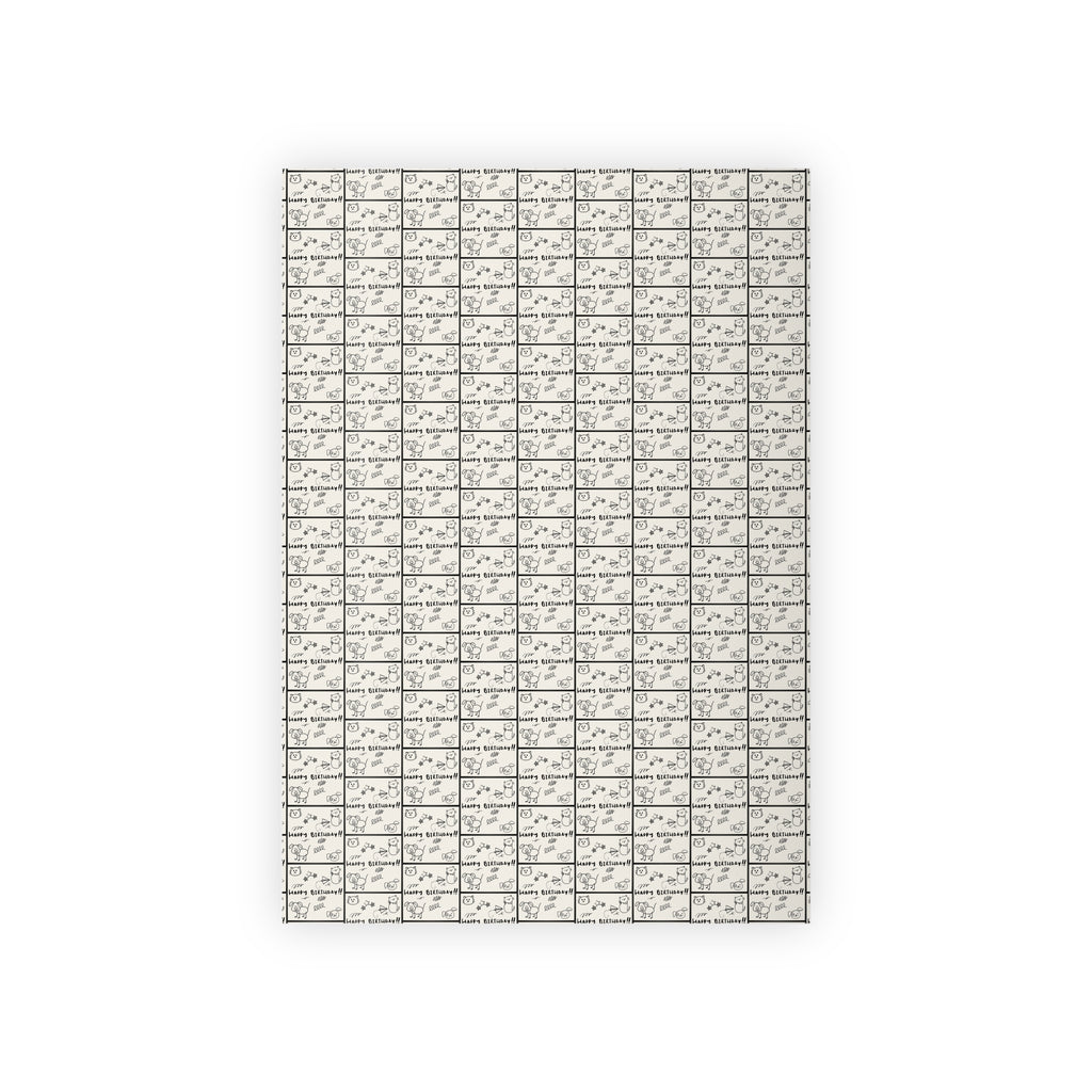 Sketched Puppies & Kitties Birthday Gift Wrapping Paper Rolls, 1pc