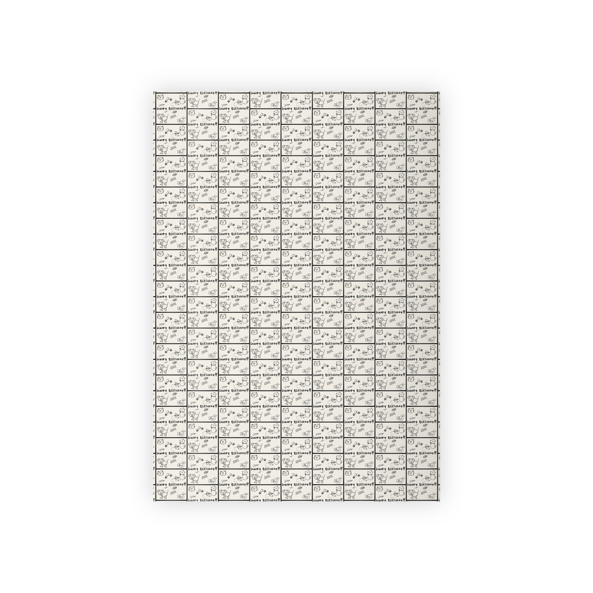 Sketched Puppies & Kitties Birthday Gift Wrapping Paper Rolls, 1pc - EpiAl's Shop