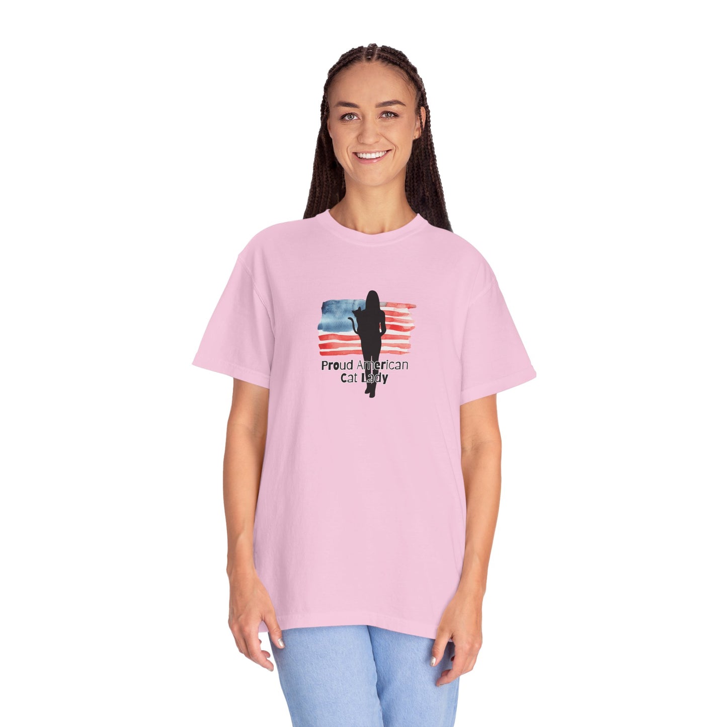 Proud American Cat Lady T-Shirt - Casual Unisex Tee for Cat Lovers